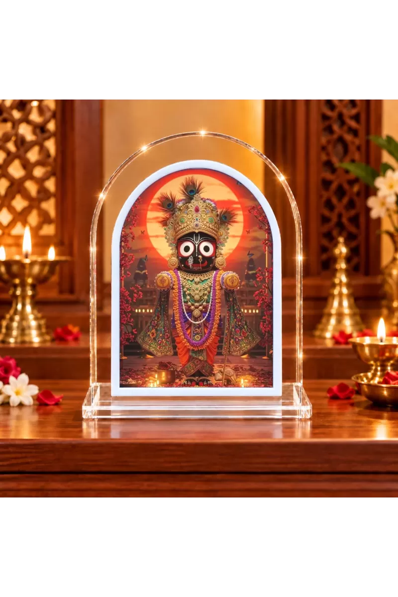 Lord Jagannath L Shape Acrylic Showpiece 3 X 3.5 Inch For Home, Office And Car (F177173)