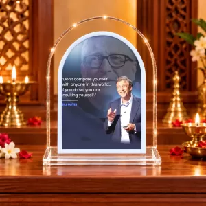 Bill Gates L Shape Acrylic Showpiece 3 X 3.5 Inch For Home, Office And Car (F177174)
