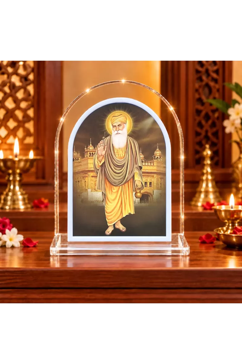 Guru Nanak Dev Ji L Shape Acrylic Showpiece 3 X 3.5 Inch For Home, Office And Car (F177177)