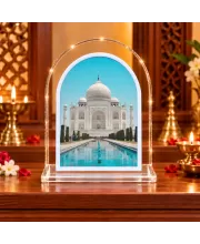 Taj Mahal L Shape Acrylic Showpiece 3 X 3.5 Inch For Home, Office And Car (F177178)
