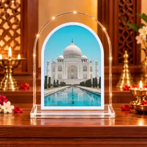 Taj Mahal L Shape Acrylic Showpiece 3 X 3.5 Inch For Home, Office And Car (F177178) Taj Mahal L Shape Acrylic Showpiece 3 X 3.5 Inch For Home, Office And Car (F177178)