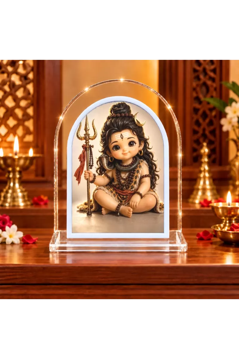 Lord Shiva L Shape Acrylic Showpiece 3 X 3.5 Inch For Home, Office And Car (F177179)