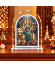 Durga Maa L Shape Acrylic Showpiece 3 X 3.5 Inch For Home, Office And Car (F177183)