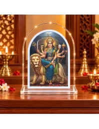 Durga Maa L Shape Acrylic Showpiece 3 X 3.5 Inch For Home, Office And Car (F177183)