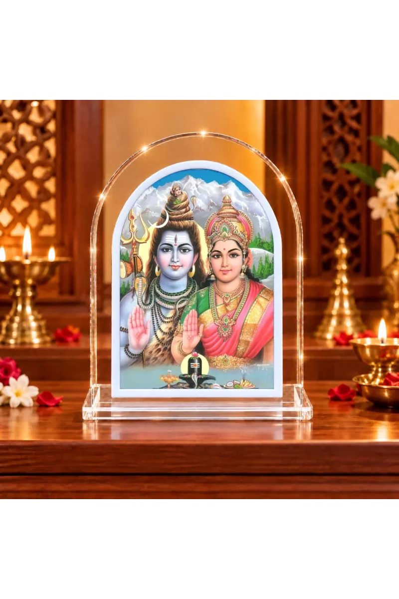Shiva Parvati L Shape Acrylic Showpiece 3 X 3.5 Inch For Home, Office And Car (F177184)
