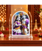 Radha Krishna L Shape Acrylic Showpiece 3 X 3.5 Inch For Home, Office And Car (F177186)