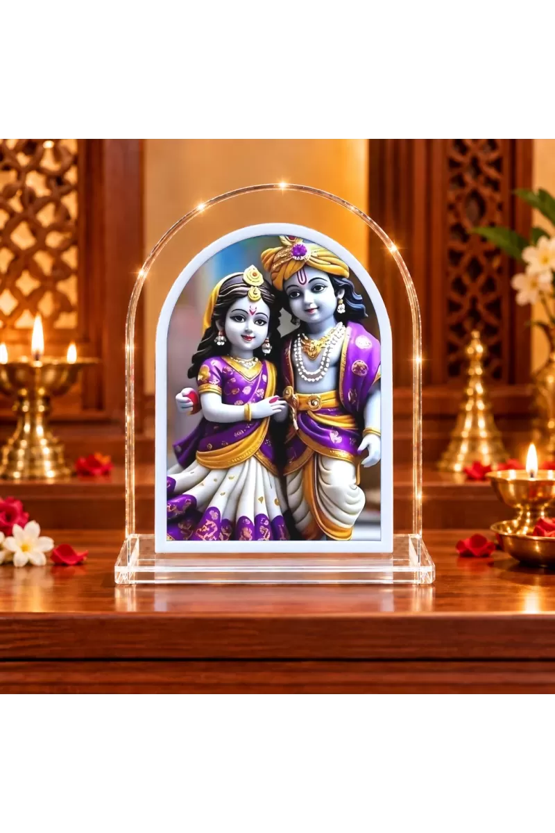Radha Krishna L Shape Acrylic Showpiece 3 X 3.5 Inch For Home, Office And Car (F177186)