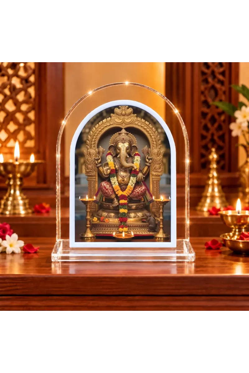 Lord Ganesha L Shape Acrylic Showpiece 3 X 3.5 Inch For Home, Office And Car (F177187)