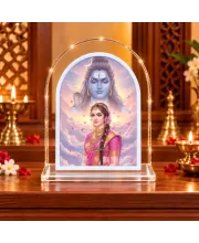 Shiva Parvati L Shape Acrylic Showpiece 3 X 3.5 Inch For Home, Office And Car (F177189)