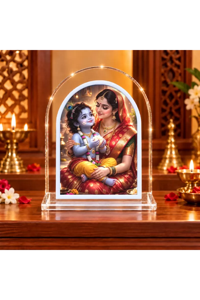 Yashoda Krishna L Shape Acrylic Showpiece 3 X 3.5 Inch For Home, Office And Car (F177193)