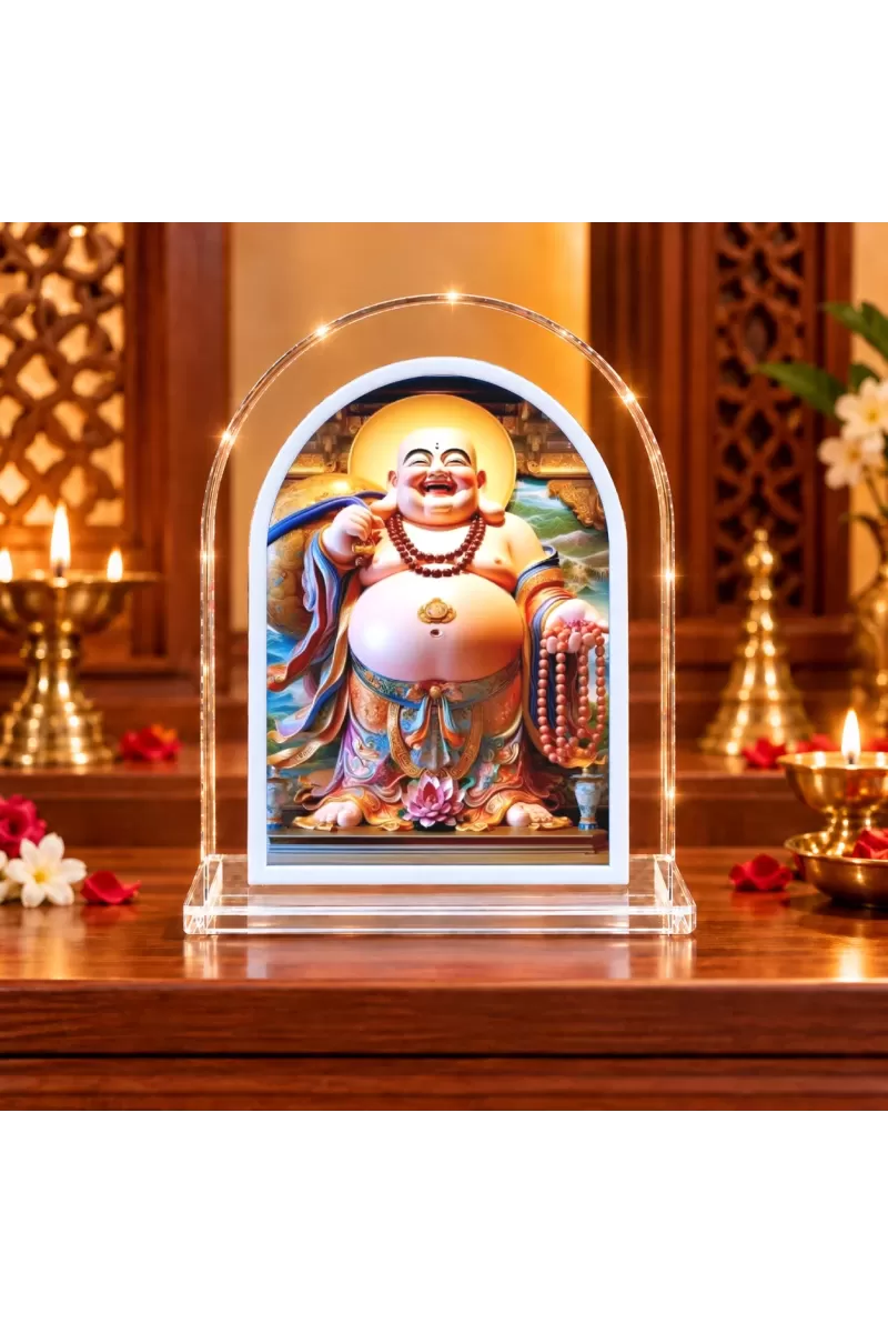 Laughing Buddha L Shape Acrylic Showpiece 3 X 3.5 Inch For Home, Office And Car (F177194)