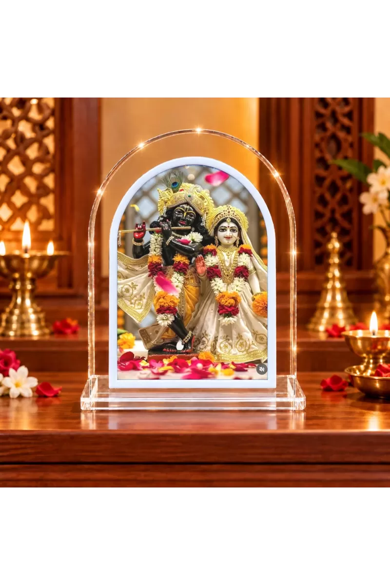 Radha Krishna L Shape Acrylic Showpiece 3 X 3.5 Inch For Home, Office And Car (F177195)
