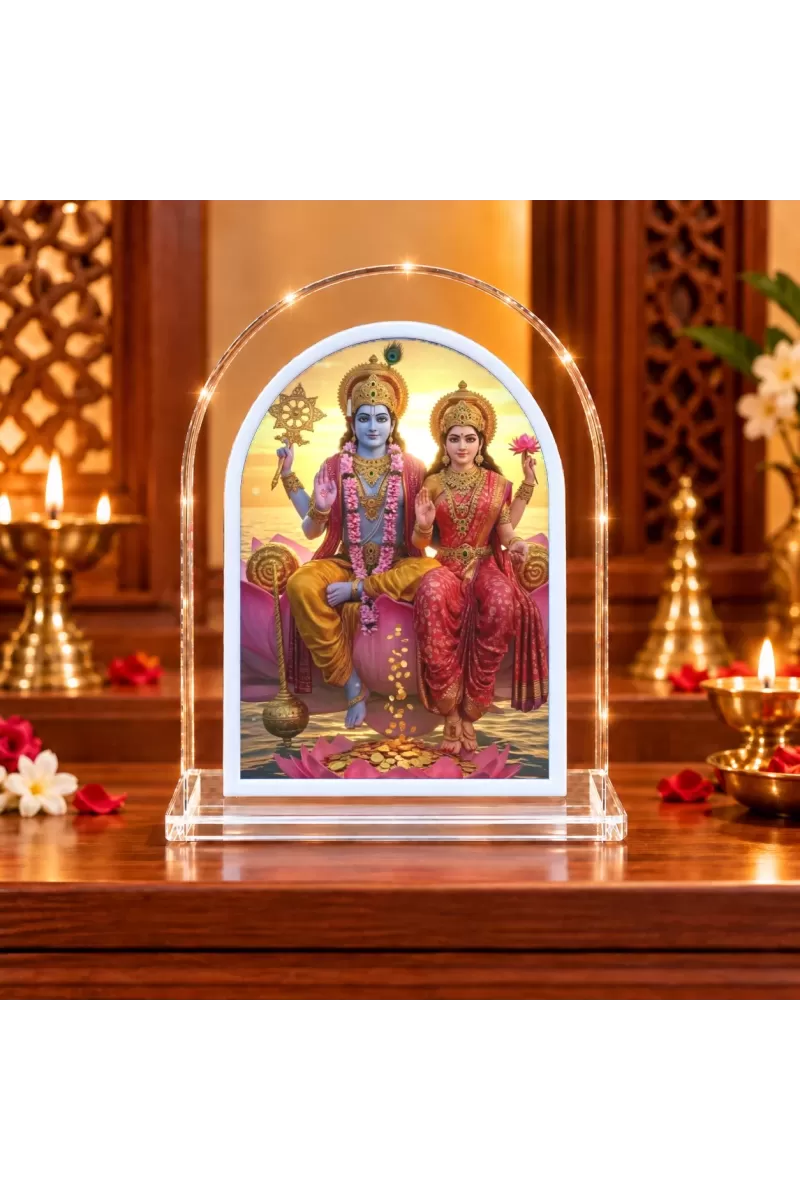 Lakshmi Narayan L Shape Acrylic Showpiece 3 X 3.5 Inch For Home, Office And Car (F177198)