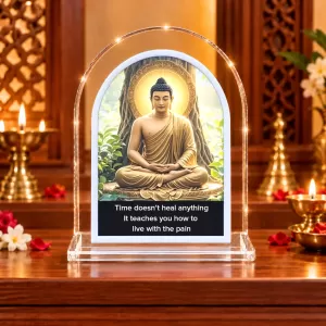 Buddha L Shape Acrylic Showpiece 3 X 3.5 Inch For Home, Office And Car (F177199)