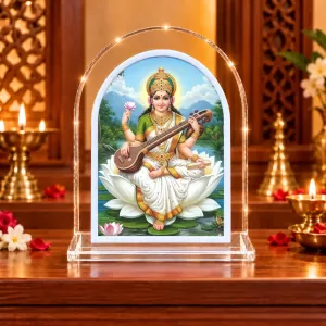 Goddess Saraswati L Shape Acrylic Showpiece 3 X 3.5 Inch For Home, Office And Car (F177203) Goddess Saraswati L Shape Acrylic Showpiece 3 X 3.5 Inch For Home, Office And Car (F177203)