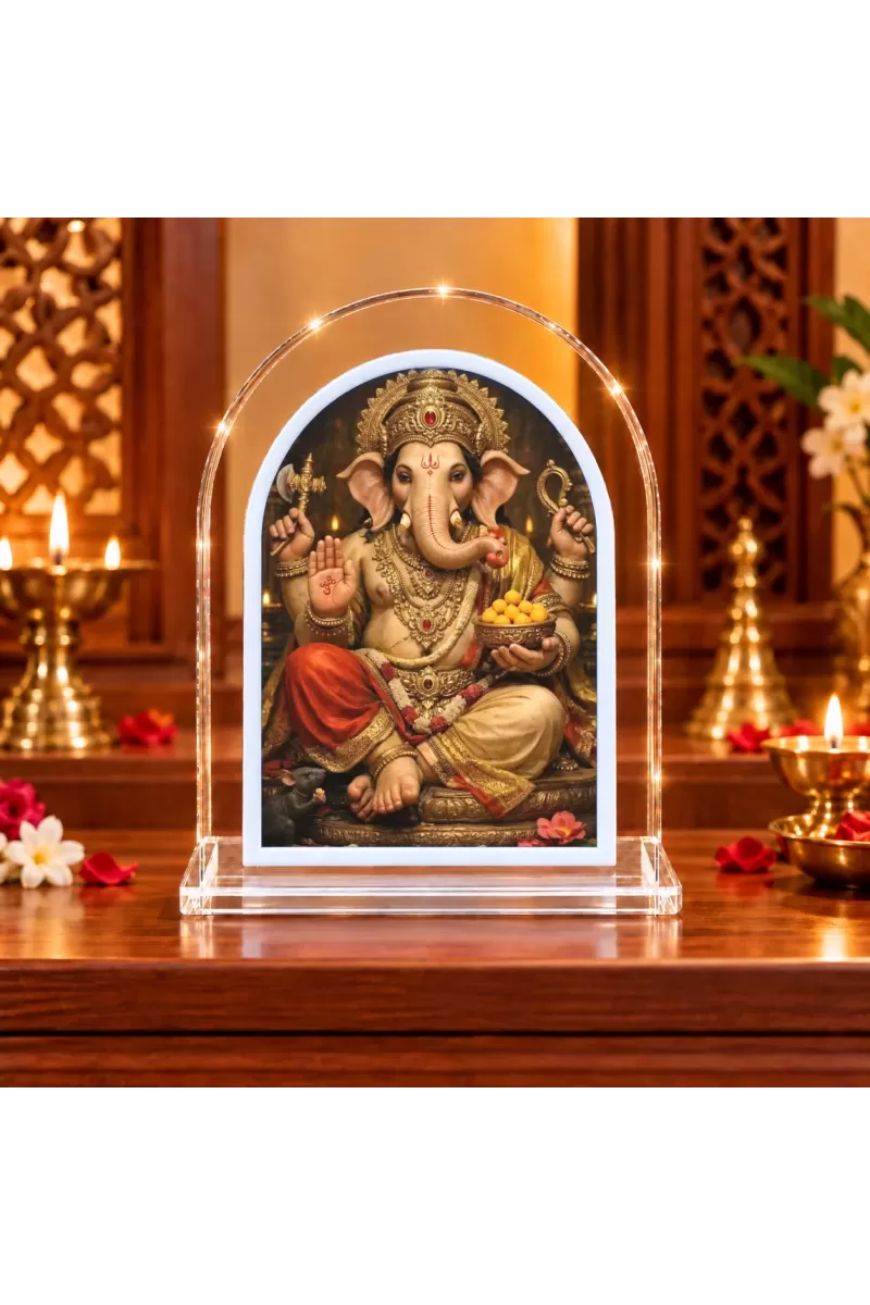 Lord Ganesha L Shape Acrylic Showpiece 3 X 3.5 Inch For Home, Office And Car (F177206)