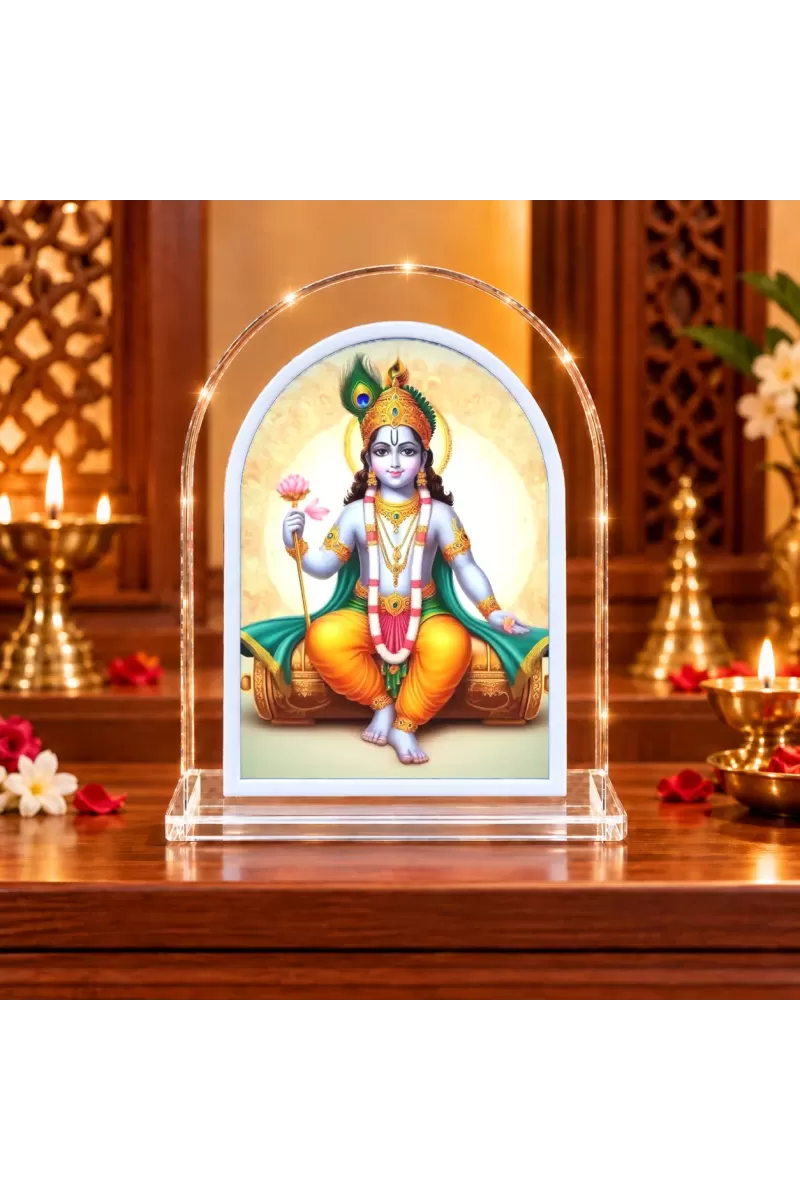 Lord Shree Krishna L Shape Acrylic Showpiece 3 X 3.5 Inch For Home, Office And Car (F177207)