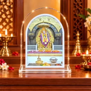 Shirdi Sai Baba L Shape Acrylic Showpiece 3 X 3.5 Inch For Home, Office And Car (F177208)