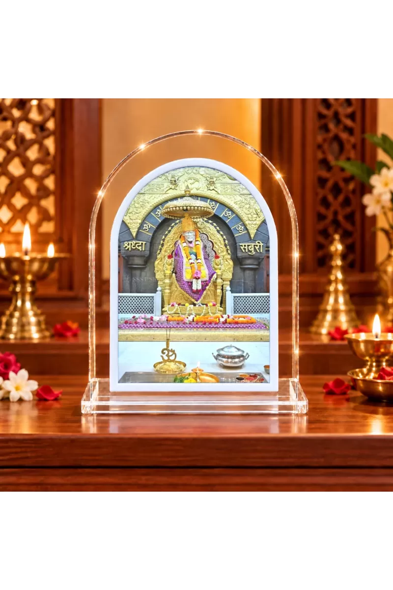 Shirdi Sai Baba L Shape Acrylic Showpiece 3 X 3.5 Inch For Home, Office And Car (F177208)