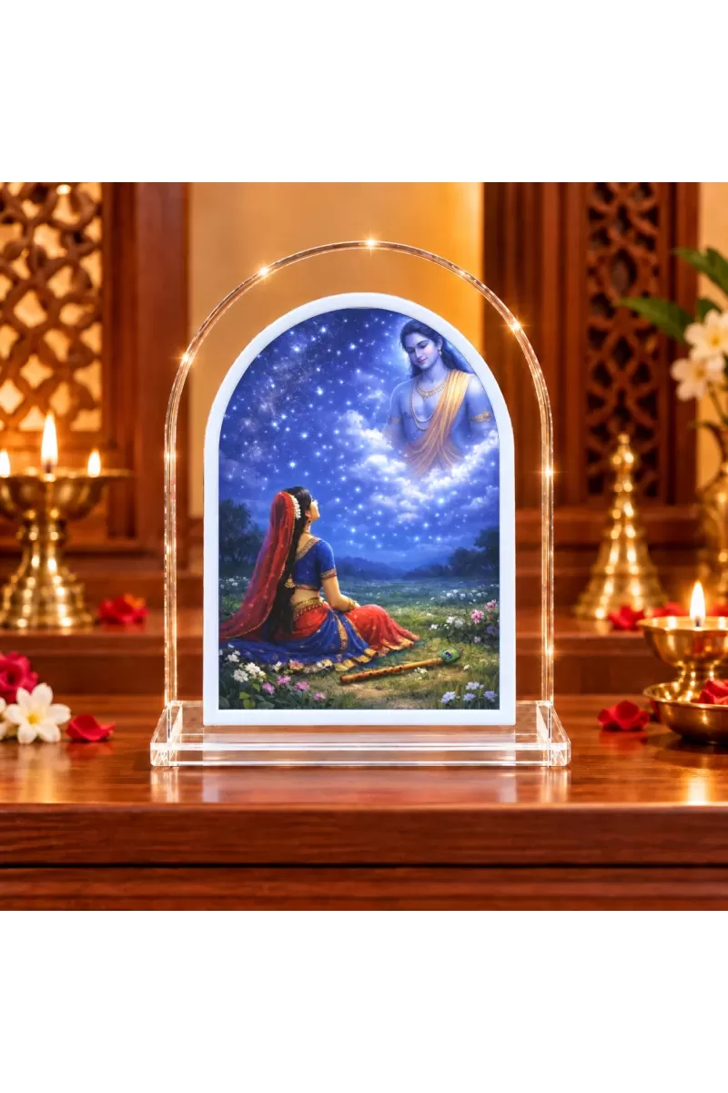 Radha Krishna L Shape Acrylic Showpiece 3 X 3.5 Inch For Home, Office And Car (F177212)
