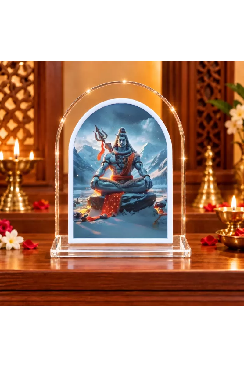 Lord Shiva L Shape Acrylic Showpiece 3 X 3.5 Inch For Home, Office And Car (F177218)
