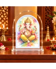 Lord Ganesha L Shape Acrylic Showpiece 3 X 3.5 Inch For Home, Office And Car (F177220)