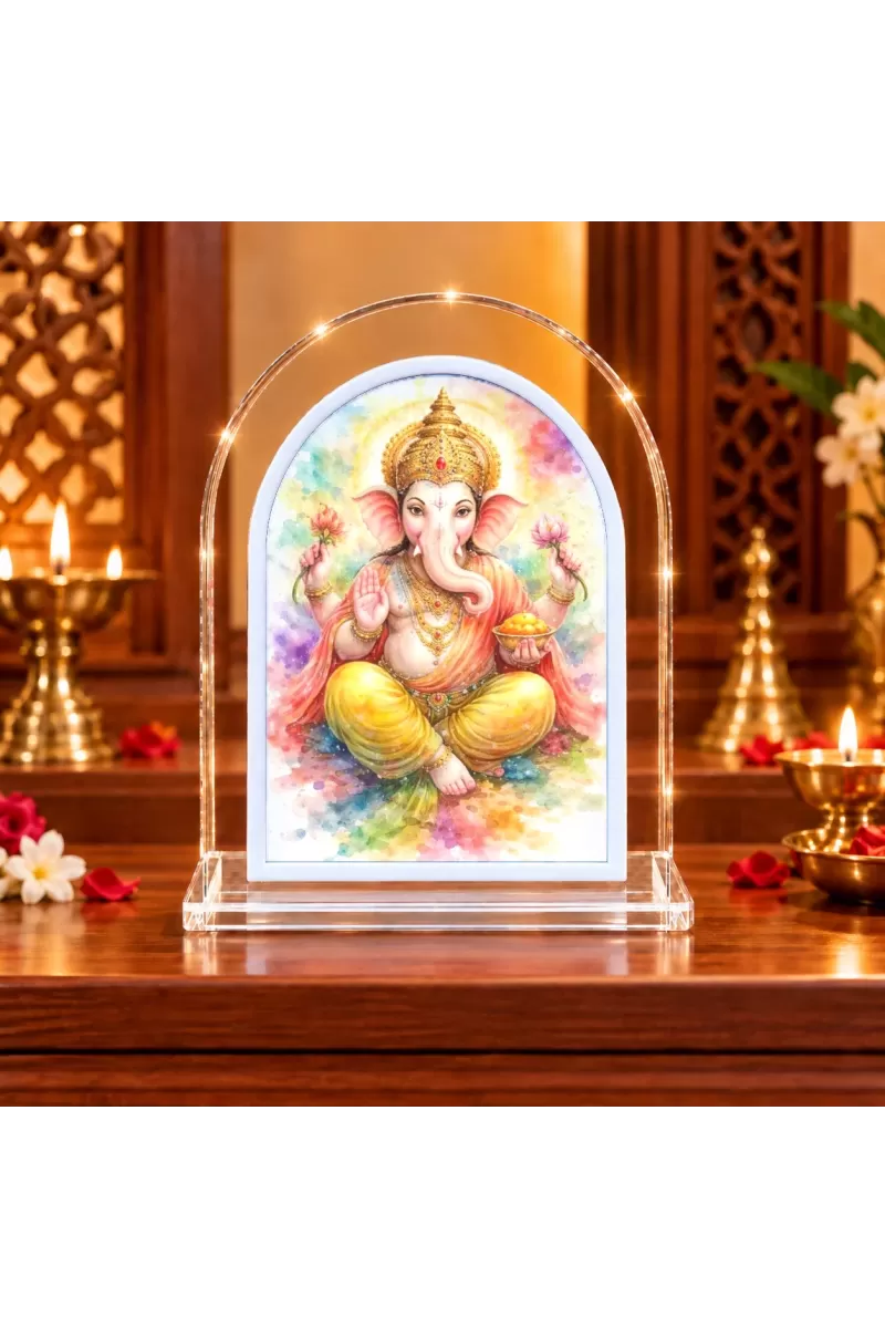 Lord Ganesha L Shape Acrylic Showpiece 3 X 3.5 Inch For Home, Office And Car (F177220)