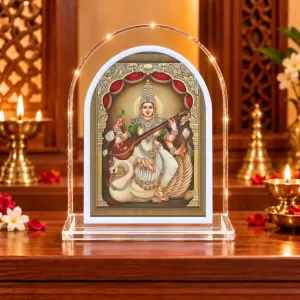 Goddess Saraswati L Shape Acrylic Showpiece 3 X 3.5 Inch For Home, Office And Car (F177222) Goddess Saraswati L Shape Acrylic Showpiece 3 X 3.5 Inch For Home, Office And Car (F177222)