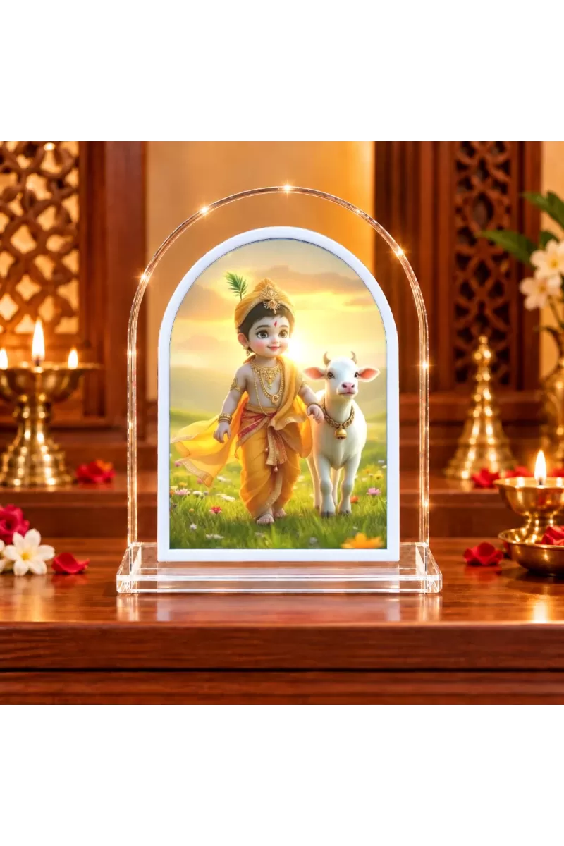 Lord Krishna L Shape Acrylic Showpiece 3 X 3.5 Inch For Home, Office And Car (F177225)