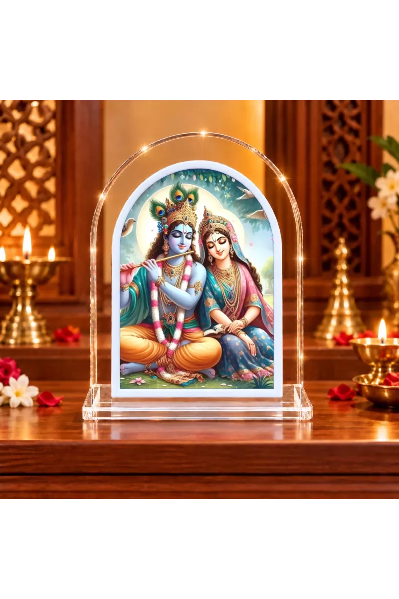 Radha Krishna L Shape Acrylic Showpiece 3 X 3.5 Inch For Home, Office And Car (F177226)
