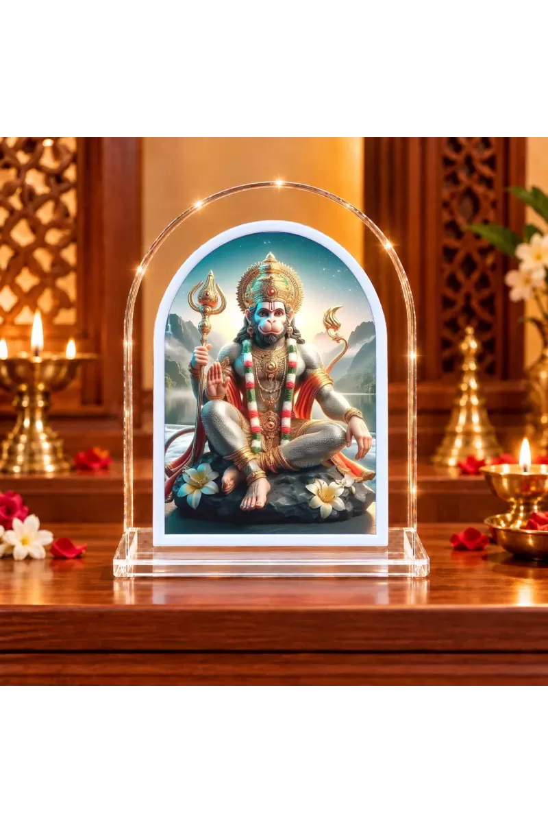 Hanuman L Shape Acrylic Showpiece 3 X 3.5 Inch For Home, Office And Car (F177228)