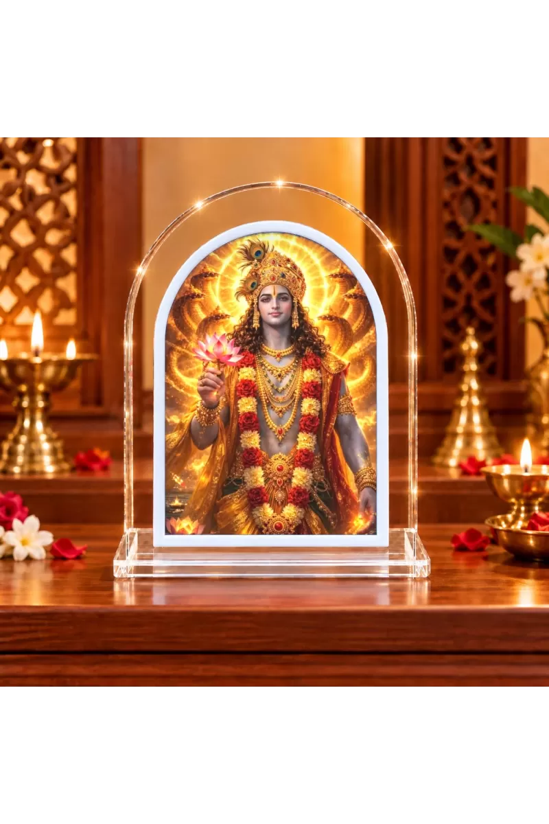 Lord Vishnu L Shape Acrylic Showpiece 3 X 3.5 Inch For Home, Office And Car (F177229)
