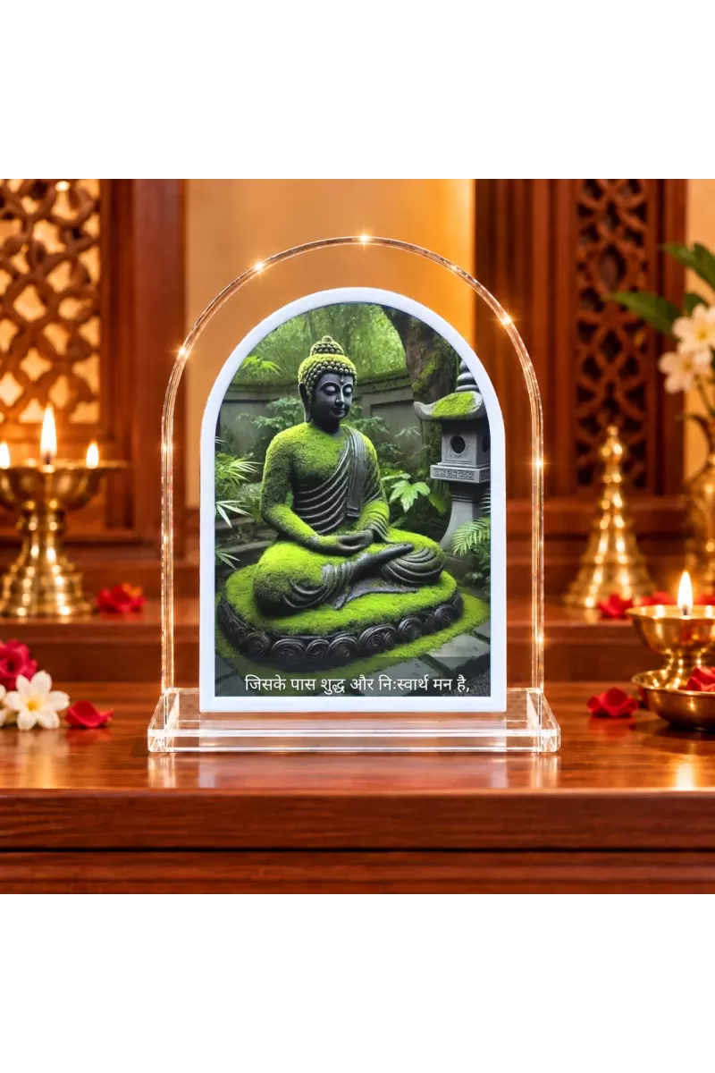 Buddha L Shape Acrylic Showpiece 3 X 3.5 Inch For Home, Office And Car (F177231)