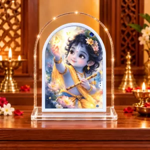 Lord Krishna L Shape Acrylic Showpiece 3 X 3.5 Inch For Home, Office And Car (F177232)