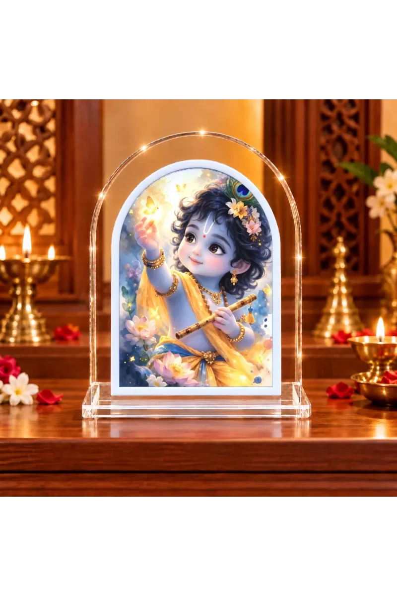 Lord Krishna L Shape Acrylic Showpiece 3 X 3.5 Inch For Home, Office And Car (F177232)