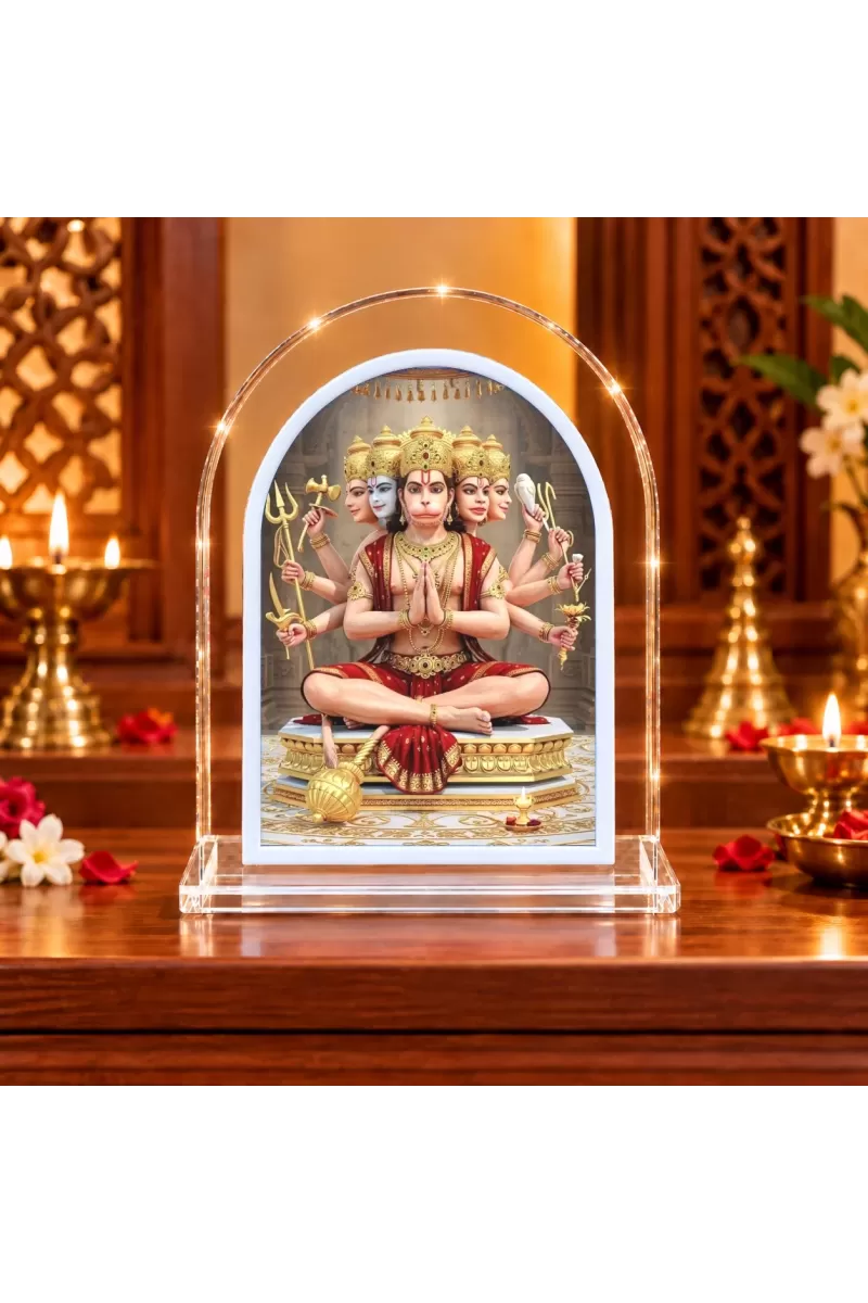 Panchmukhi Hanuman L Shape Acrylic Showpiece 3 X 3.5 Inch For Home, Office And Car (F177434)
