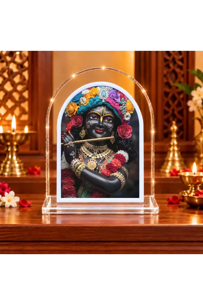 Lord Krishna L Shape Acrylic Showpiece 3 X 3.5 Inch For Home, Office And Car (F177435)