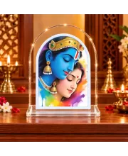 Shree Radha Shree Krishna L Shape Acrylic Showpiece 3 X 3.5 Inch For Home, Office And Car (F177436)