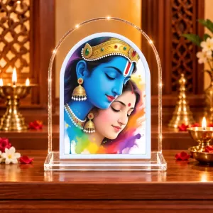 Shree Radha Shree Krishna L Shape Acrylic Showpiece 3 X 3.5 Inch For Home, Office And Car (F177436) Shree Radha Shree Krishna L Shape Acrylic Showpiece 3 X 3.5 Inch For Home, Office And Car (F177436)