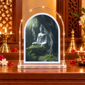 Buddha L Shape Acrylic Showpiece 3 X 3.5 Inch For Home, Office And Car (F177437)
