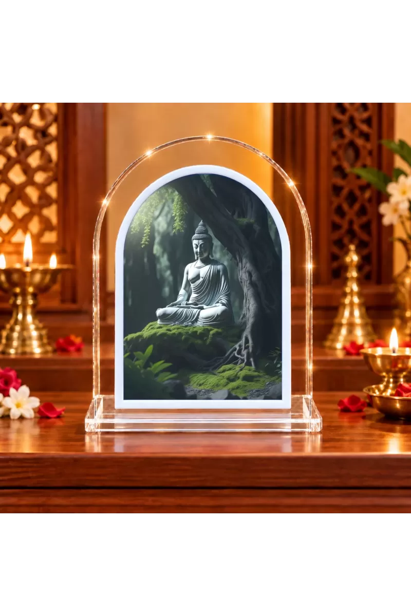 Buddha L Shape Acrylic Showpiece 3 X 3.5 Inch For Home, Office And Car (F177437)