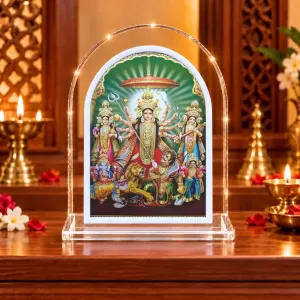 Durga Maa L Shape Acrylic Showpiece 3 X 3.5 Inch For Home, Office And Car (F177438)