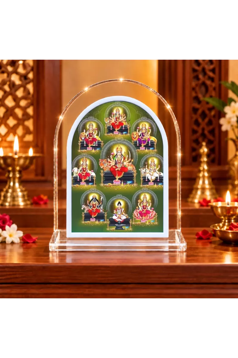 Navadurga L Shape Acrylic Showpiece 3 X 3.5 Inch For Home, Office And Car (F177439)