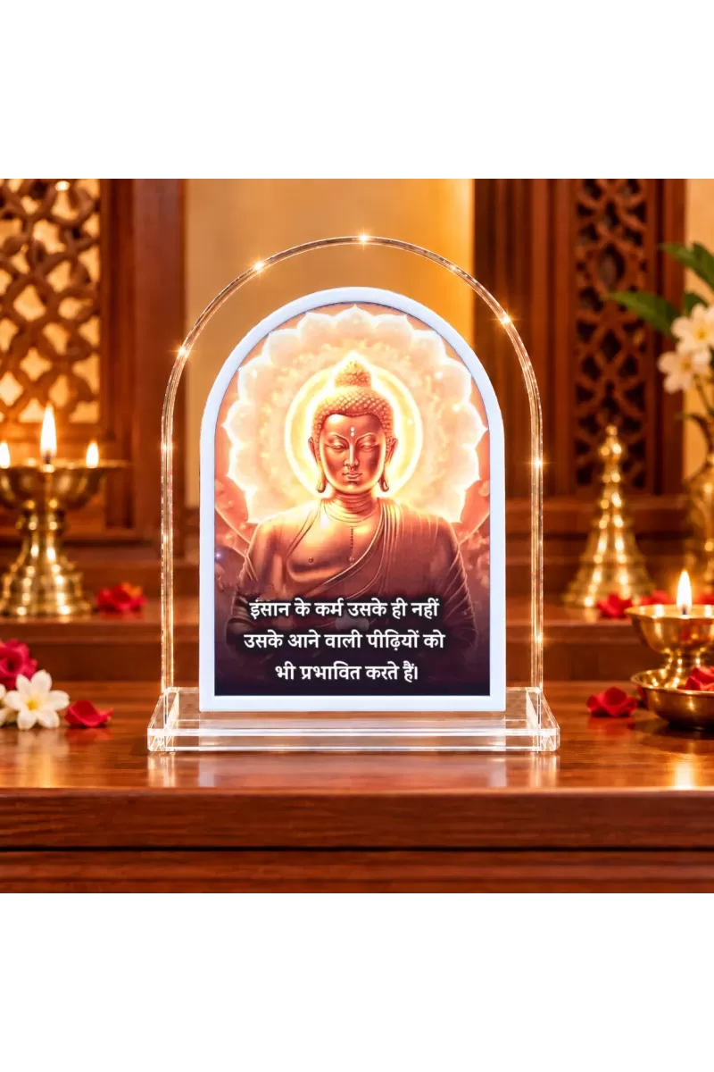 Buddha L Shape Acrylic Showpiece 3 X 3.5 Inch For Home, Office And Car (F177441)