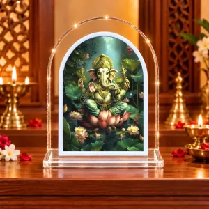 Lord Ganesha L Shape Acrylic Showpiece 3 X 3.5 Inch For Home, Office And Car (F177446)