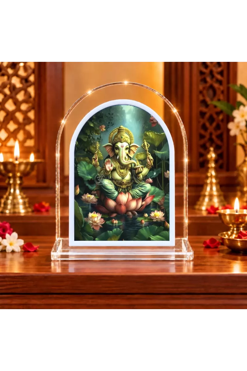 Lord Ganesha L Shape Acrylic Showpiece 3 X 3.5 Inch For Home, Office And Car (F177446)