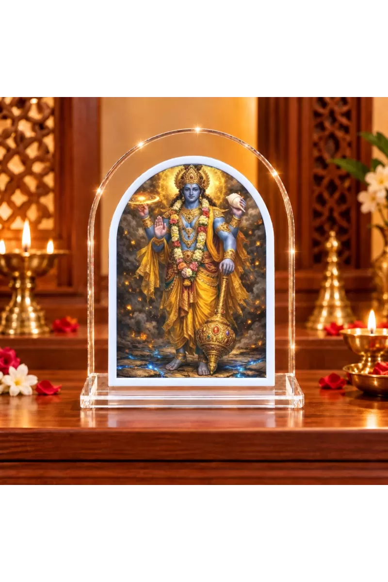 Lord Vishnu L Shape Acrylic Showpiece 3 X 3.5 Inch For Home, Office And Car (F177448)