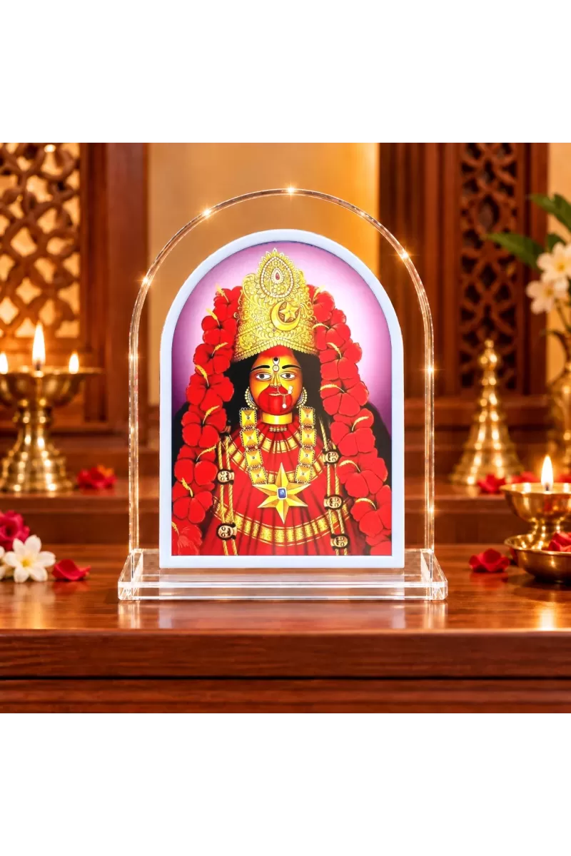 Kali Maa L Shape Acrylic Showpiece 3 X 3.5 Inch For Home, Office And Car (F177449)