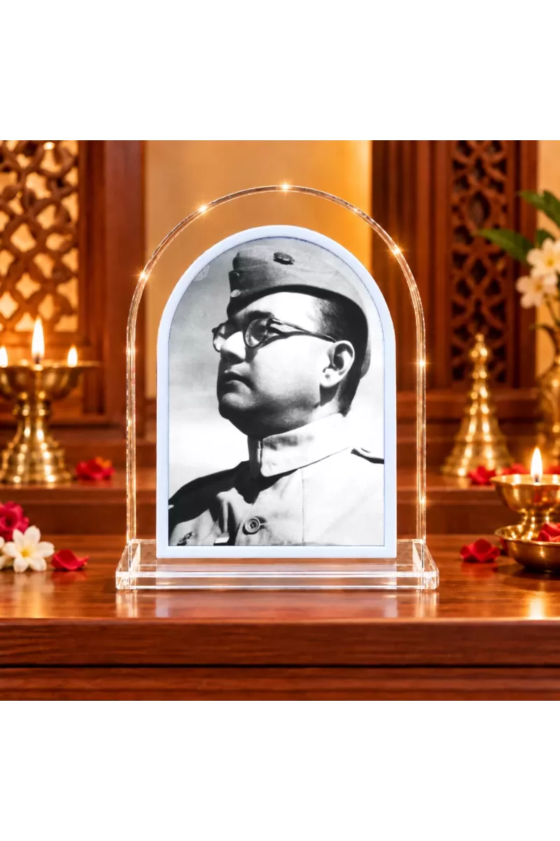 Subhas Chandra Bose L Shape Acrylic Showpiece 3 X 3.5 Inch For Home, Office And Car (F177450)