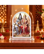 Shiva Parvati L Shape Acrylic Showpiece 3 X 3.5 Inch For Home, Office And Car (F177455)